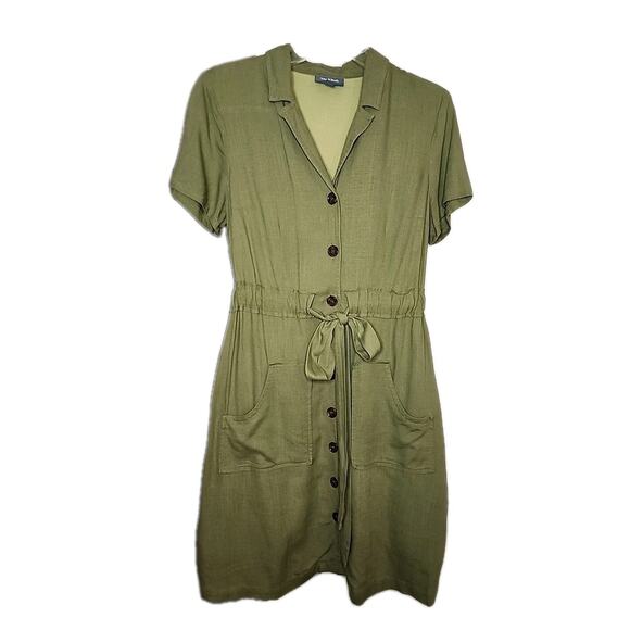 ModCloth Womens Sz L Green Olive , Lined, Belted Sailor Retro ,Viscose Blend - Picture 1 of 10